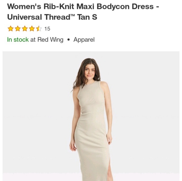 Universal Thread Tan Rib-Knit Maxi Bodycon Dress - Picture 1 of 1